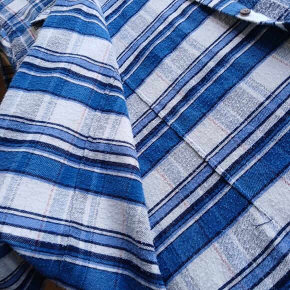 Canyon Guide Juneau Flannel Shirt 2X blue white plaid LS well worn warm soft - Picture 14 of 14